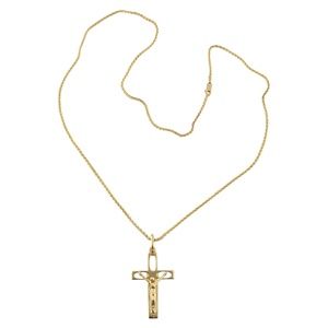 Vintage 14K Yellow Gold Chain and Cross #13197
